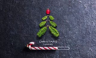 Christmas loading with red and white candy stick and ornaments