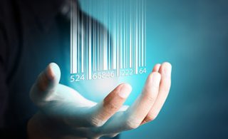 Hand holdig a digital barcode